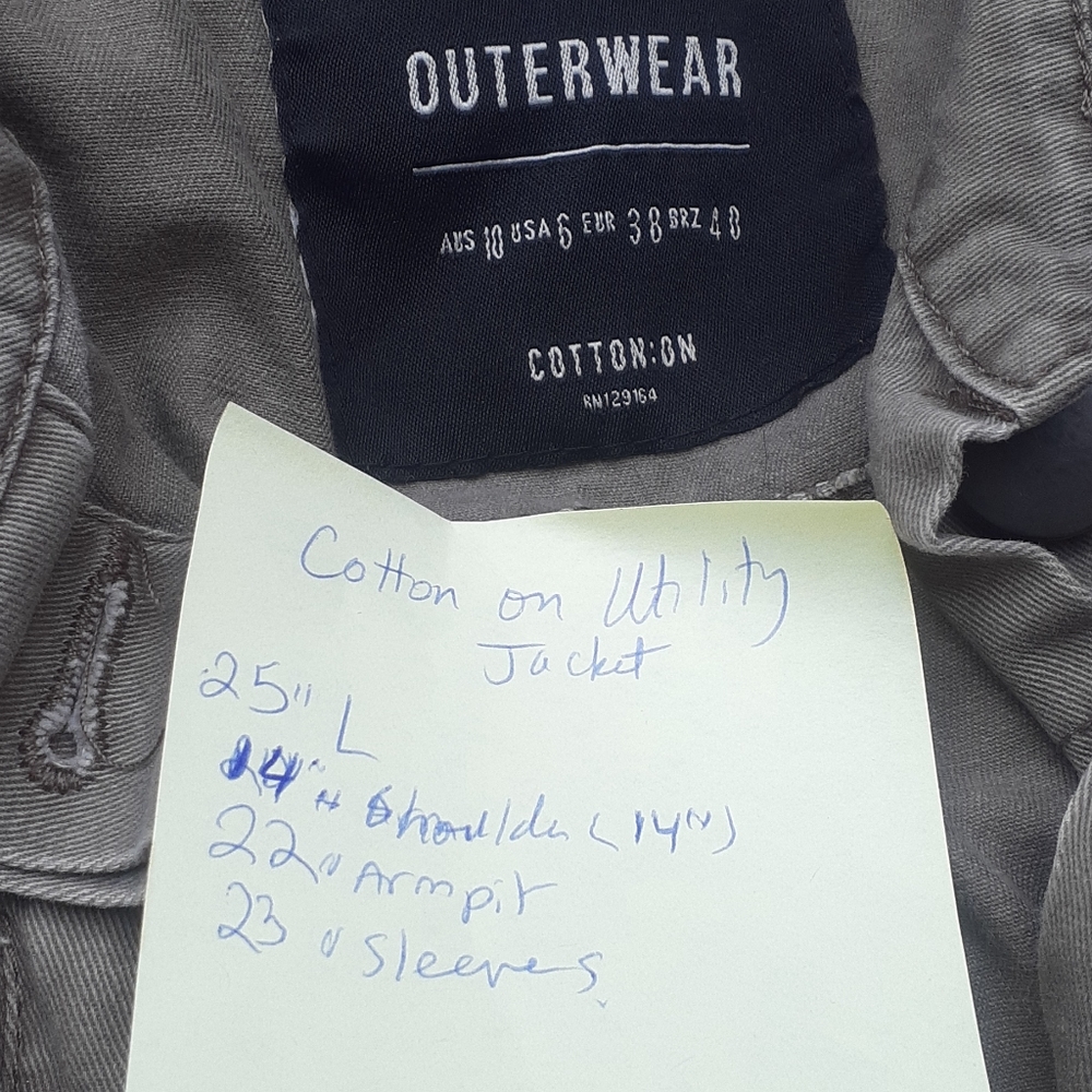 US Cotton On Utility Jacket sz 6 grunge Coat - Picture 9 of 9